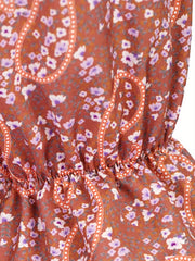 Women's Plus Floral Print Ruffle Trim V Neck Maxi Dress