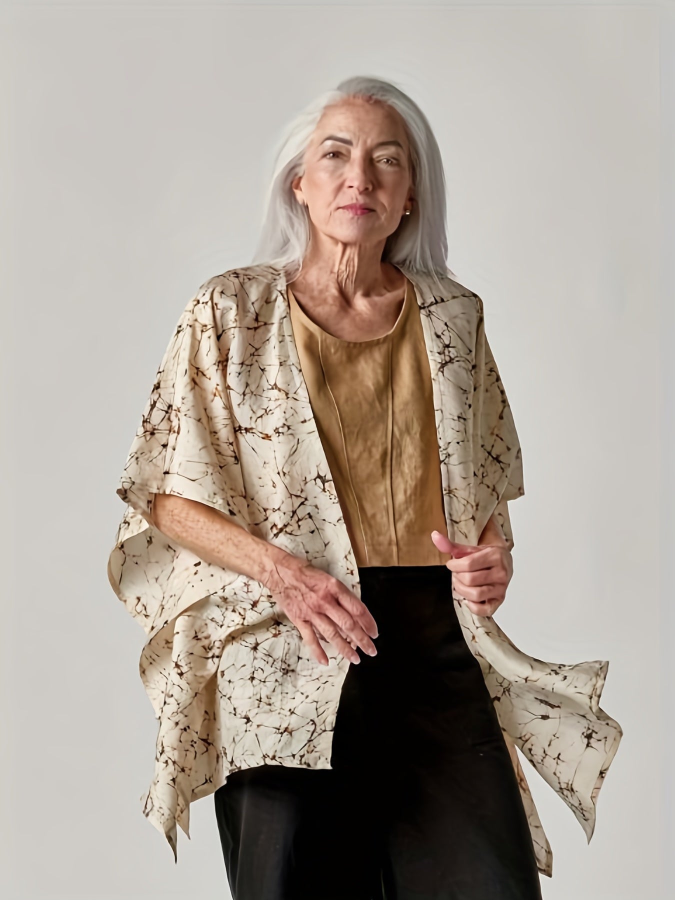 Casual Blouse Women's Plus Print Bat Sleeve Cardigan