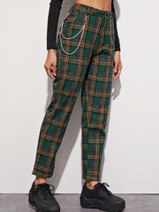 Vintage Plaid High Waist Pants
