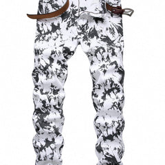 Men's Slim Fit Printed Jeans for All Seasons