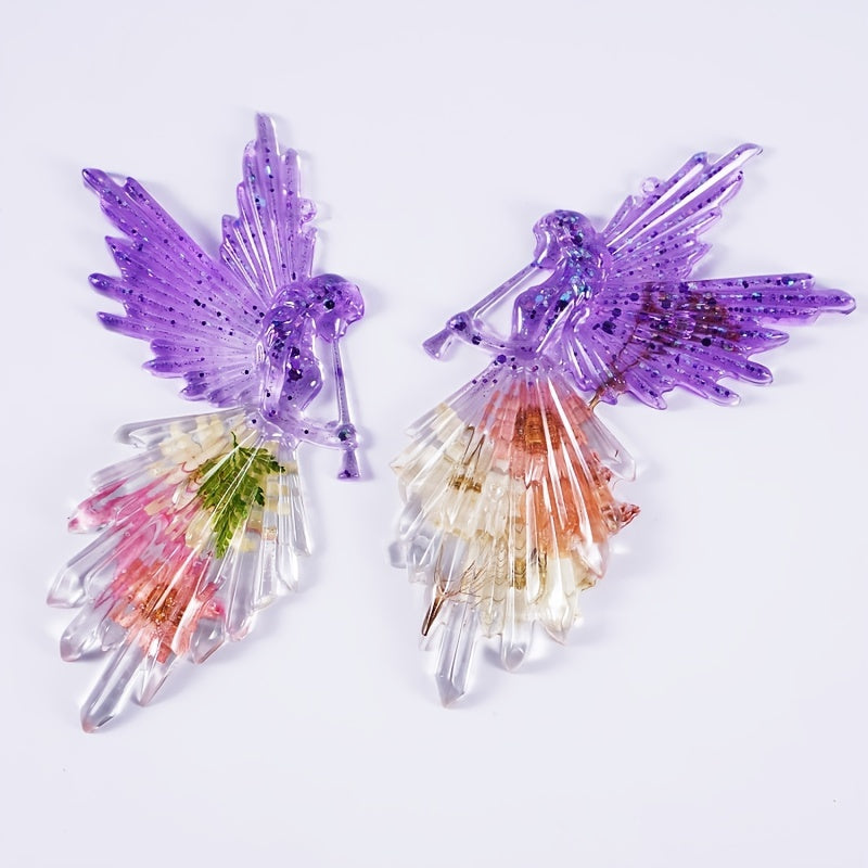 2PCS Christmas Resin Silicone Molds Fairy Angel Girls Ornaments Pendant