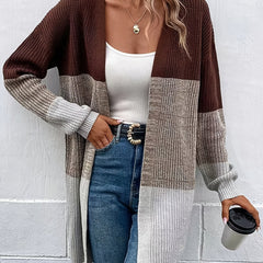 Striped Open Front Cardigan Long Sleeve Casual Cardigan