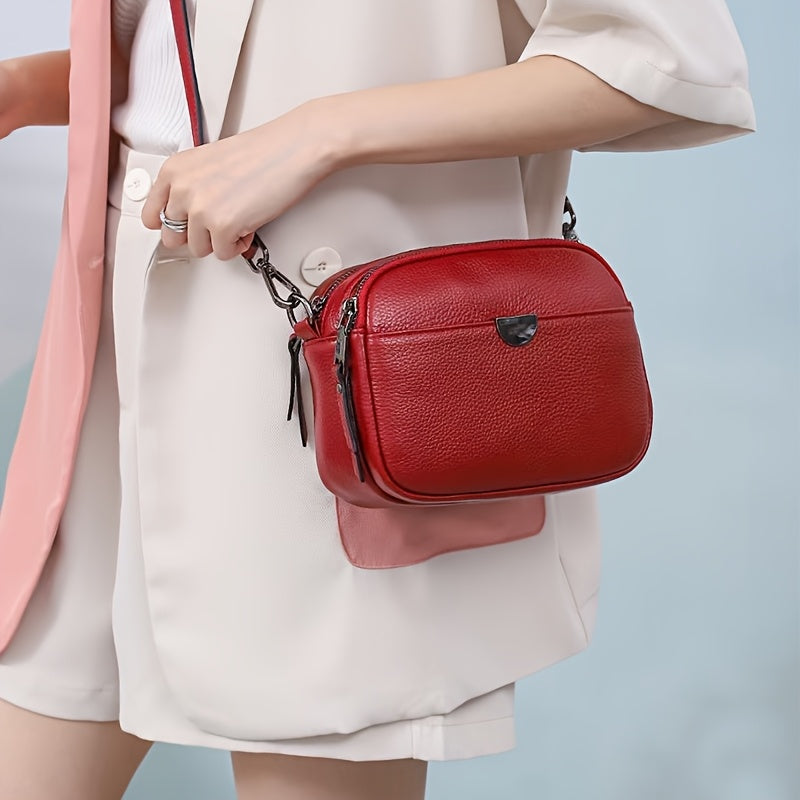 Vintage Style Leather Crossbody Bag with Detachable Strap