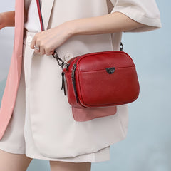 Vintage Style Leather Crossbody Bag with Detachable Strap