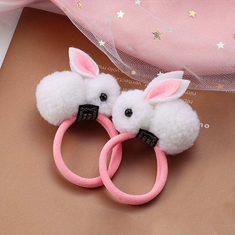 Girls Easter Plush Rabbit Hair Tie Stretch Rubber Bands Hair Rope