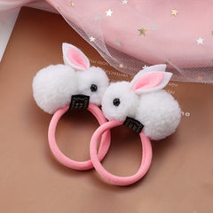 Girls Easter Plush Rabbit Hair Tie Stretch Rubber Bands Hair Rope