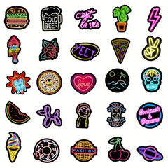 50pcs Neon Light Cake Doodle Birthday Sticker Set