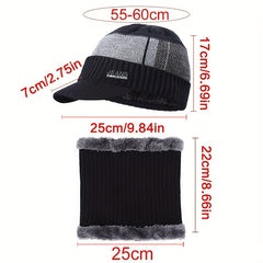 Outdoor Striped Warm Hat with Velvet Neck