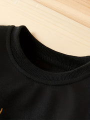 Boys Monster Eyes Embroidered Sweatshirt Long Sleeve Crew Neck Tops