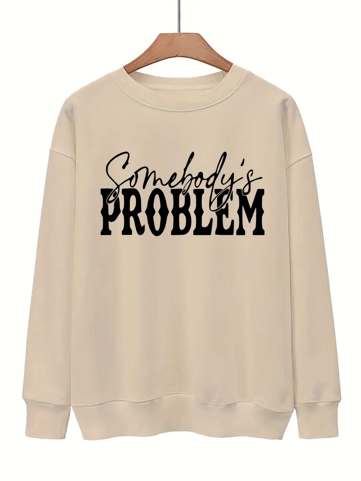 Letter Print Pullover Sweatshirt Crew Neck for Fall & Winter