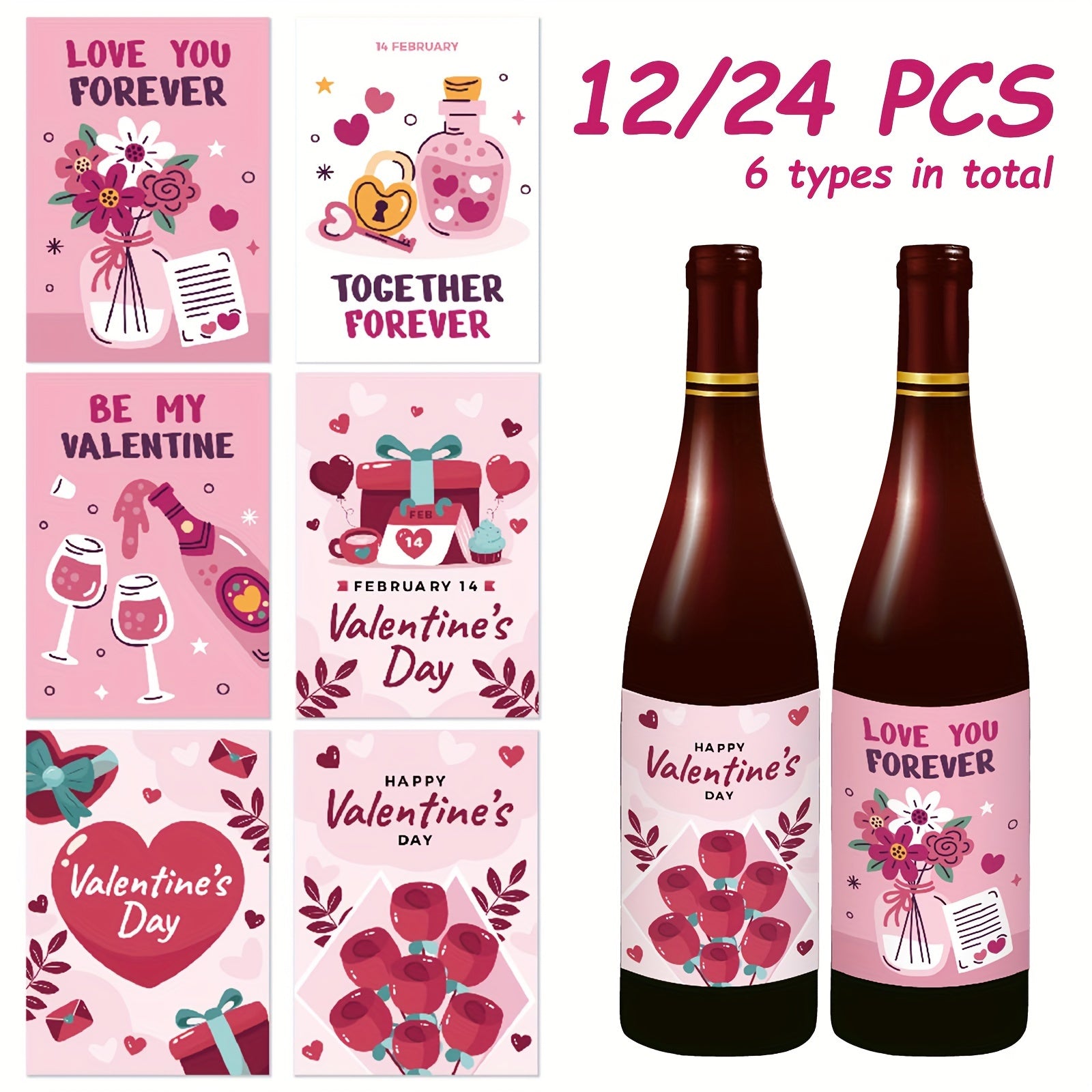 12pcs 24pcs Party Bottle Stickers Decorative Adhesive Labels