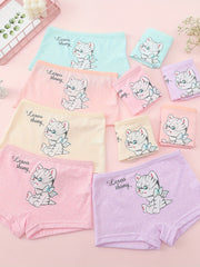 10pcs Toddler Girls Cat & Polka Dot Shortie Brief Underwear
