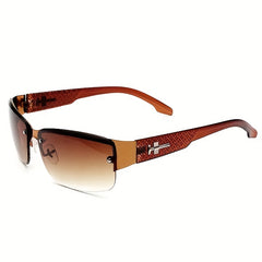 Semi Rimless Sunglasses Gradient Lens Rhinestone Decor Eyewear