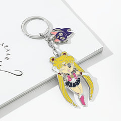 Anime Girl Cat Keychain Pendant