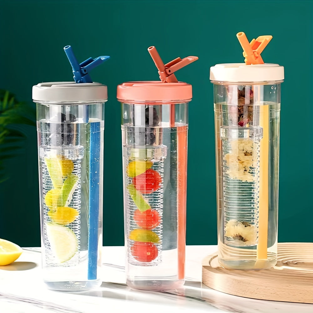 700ml Clear Tumbler w/ Infuser & Straw for Summer & Winter Drinks