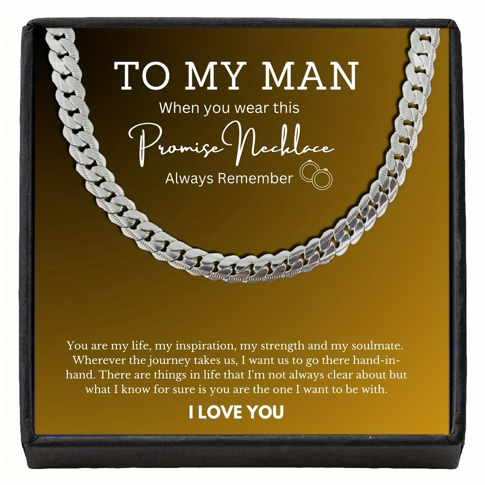 Punk Silver Stainless Steel Cuban Chain Pendant Necklace for Him