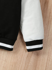 Boys Letter A Embroidered Varsity Jacket Long Sleeve with Baseball Collar