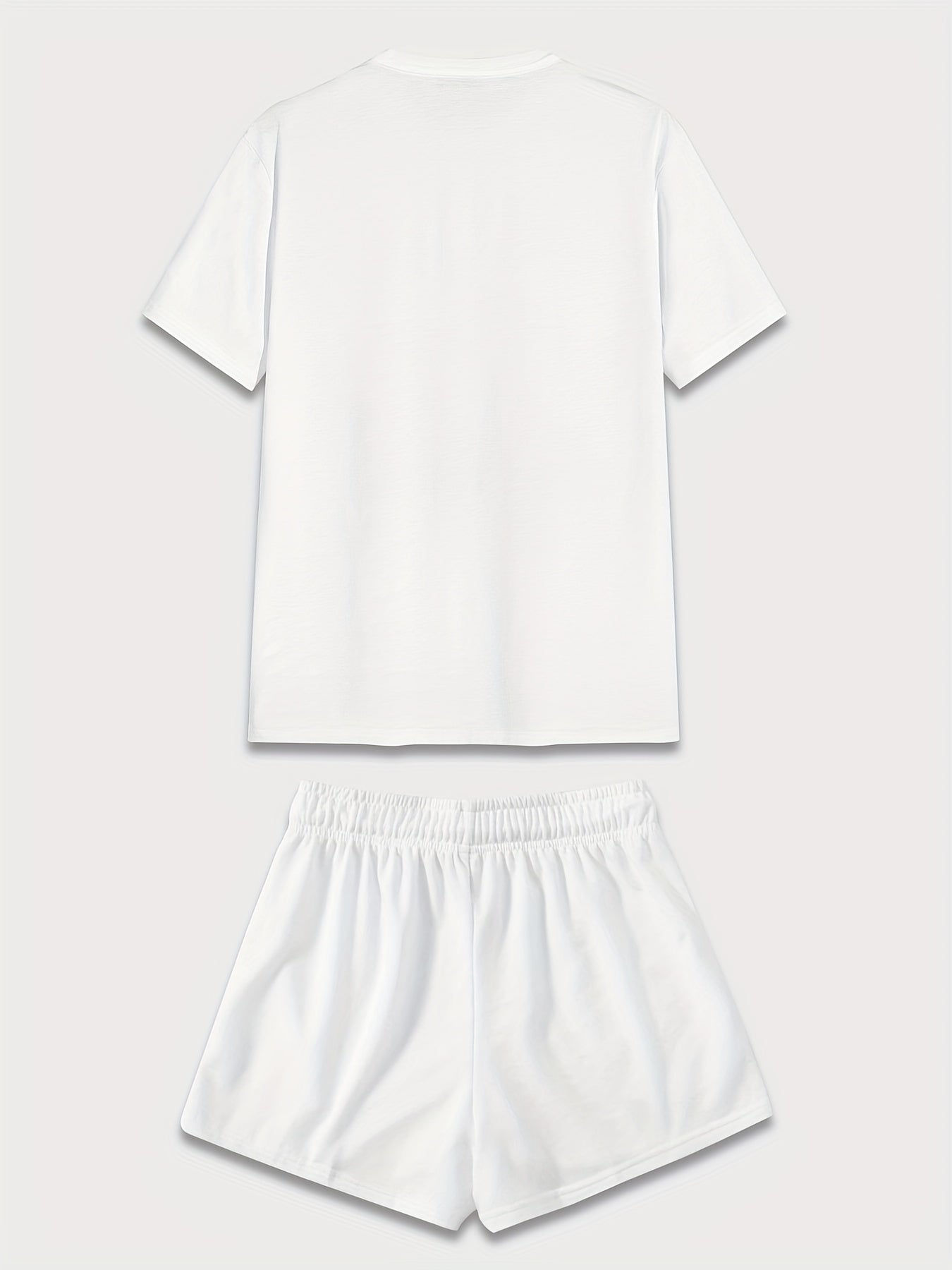 Graphic & Letter Print Casual Short Sleeve T-shirt & Drawstring Waist Set