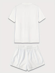Letter Print Casual Short Sleeve T-shirt & Drawstring Waist Shorts