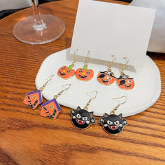Halloween Pumpkin Head Funny Devil Hook Earrings