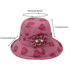 Printed Bucket Hat Flower Decor Sunscreen Basin Hat Foldable Beach Hats
