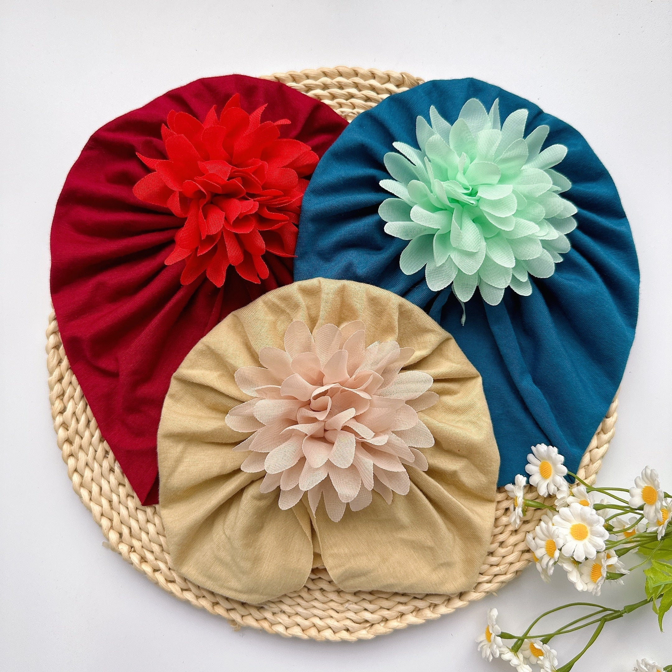 Soft Elastic Baby Girls Flower Turban Headband