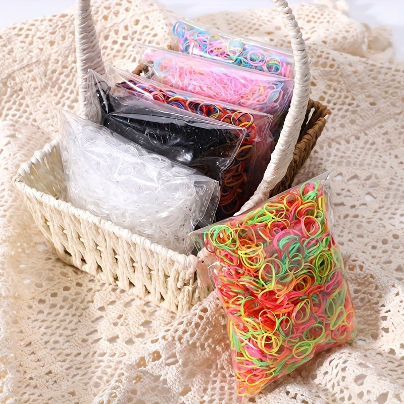 1000pcs Girls Colorful Hair Ties Set Holiday Gift