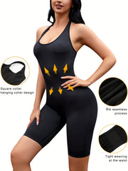 Ribbed Halter Shaping Romper Tummy Control Butt Lifting Women's Underwear