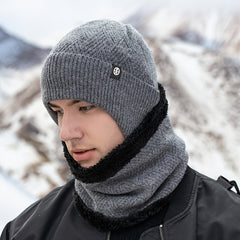 Winter Ear Protection Hat Scarf Fleece Knitted Suit Snow Weather Warm