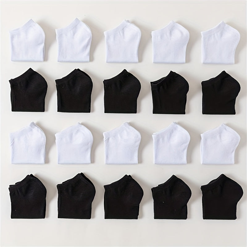 20 Pairs Solid Ankle Socks Comfy & Breathable Women's Stockings