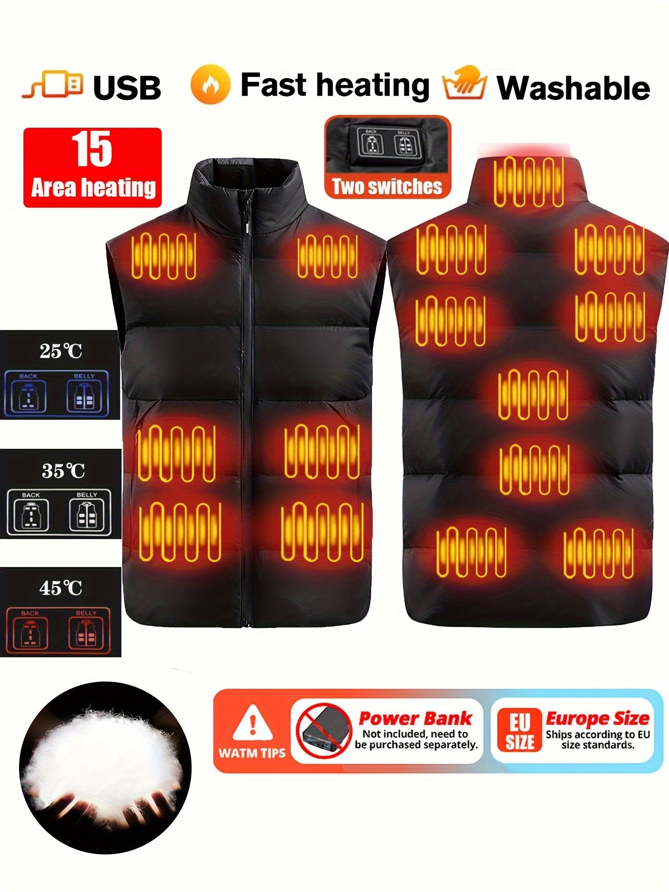 Men's Smart Heating Vest Warm Outdoor Vest Winter Clothing