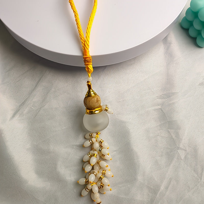 Car Gourd Pendant Jade Tassel Crystal Perfume Bottle Interior Decoration