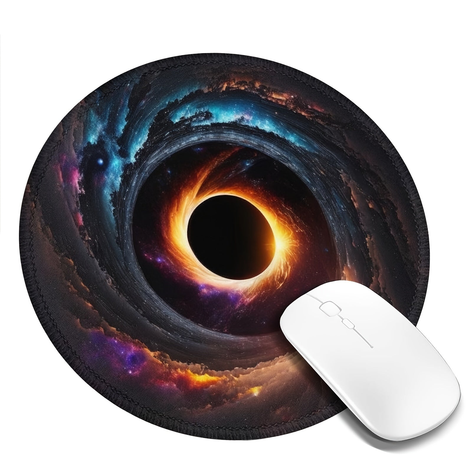 Cat's Eye or Star Style Round Mouse Pad, Sewn Edge, Office Necessary