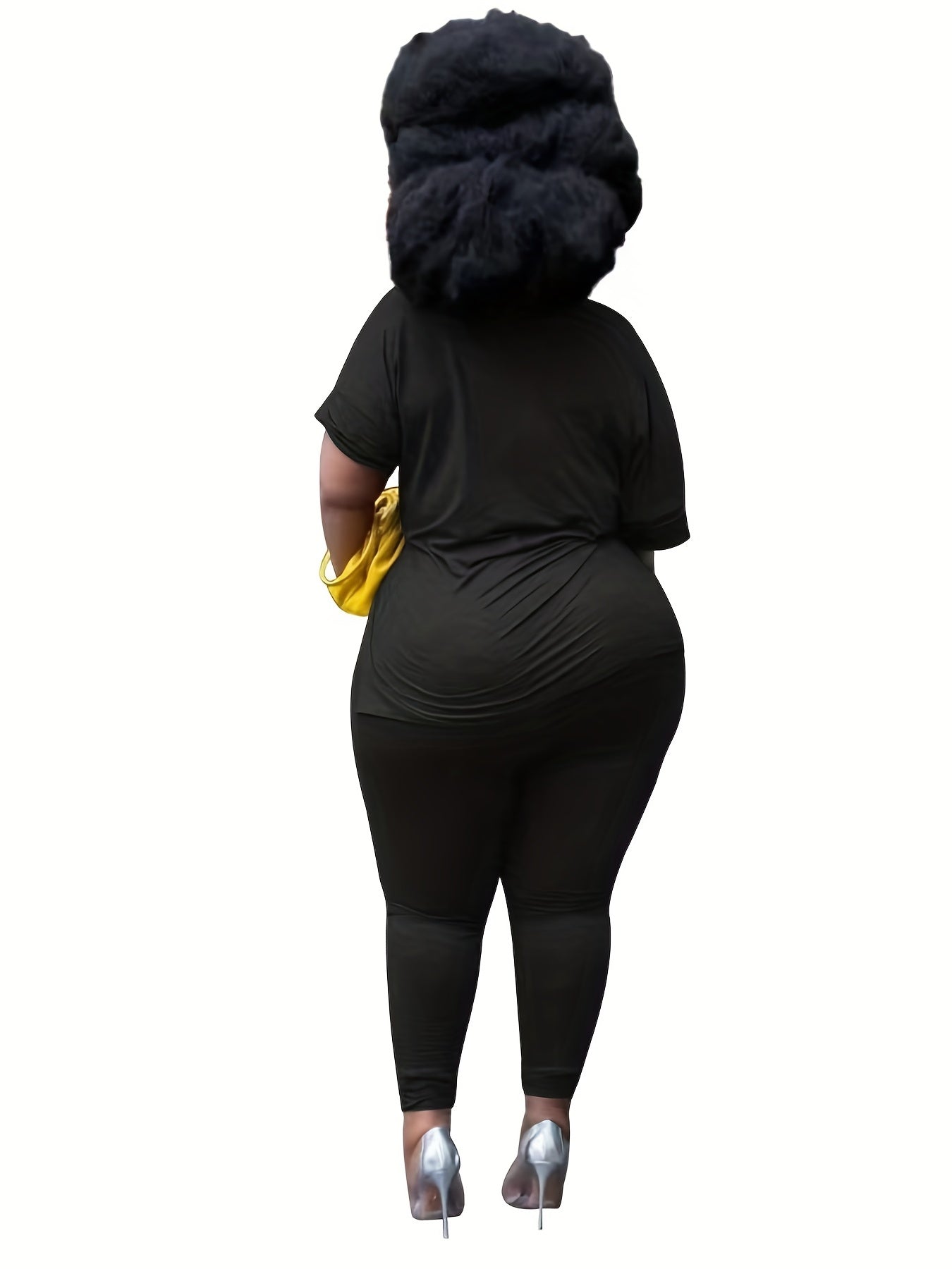 Plus Size Short Sleeve Top & Pants Outfit Set