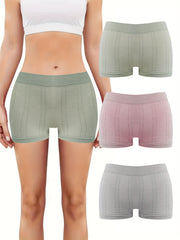 3pcs Seamless Boyshort Panties Soft & Stretch Women's Lingerie