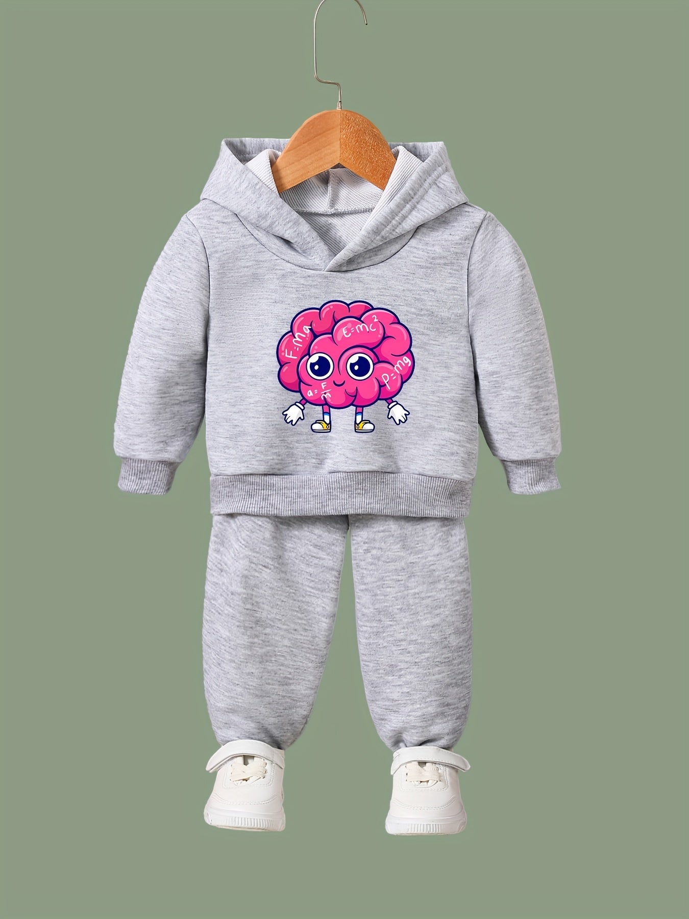 Cartoon Math Brain Pattern 2pcs Breathable Activewear Sets for Girls