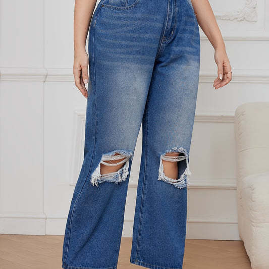 Ripped High Rise Loose Fit Jeans