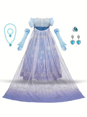 Anime Movie Cosplay Costume Snowflake Pattern Dress