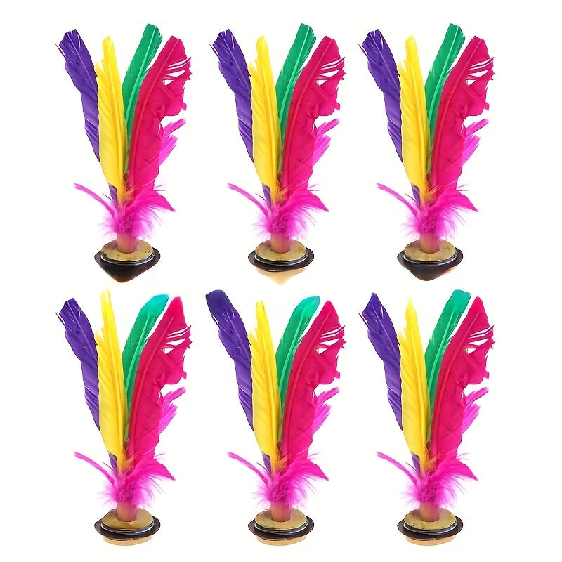 6pcs Colorful Feathers Kick Shuttlecock Chinese Jianzi For Outdoor Sports