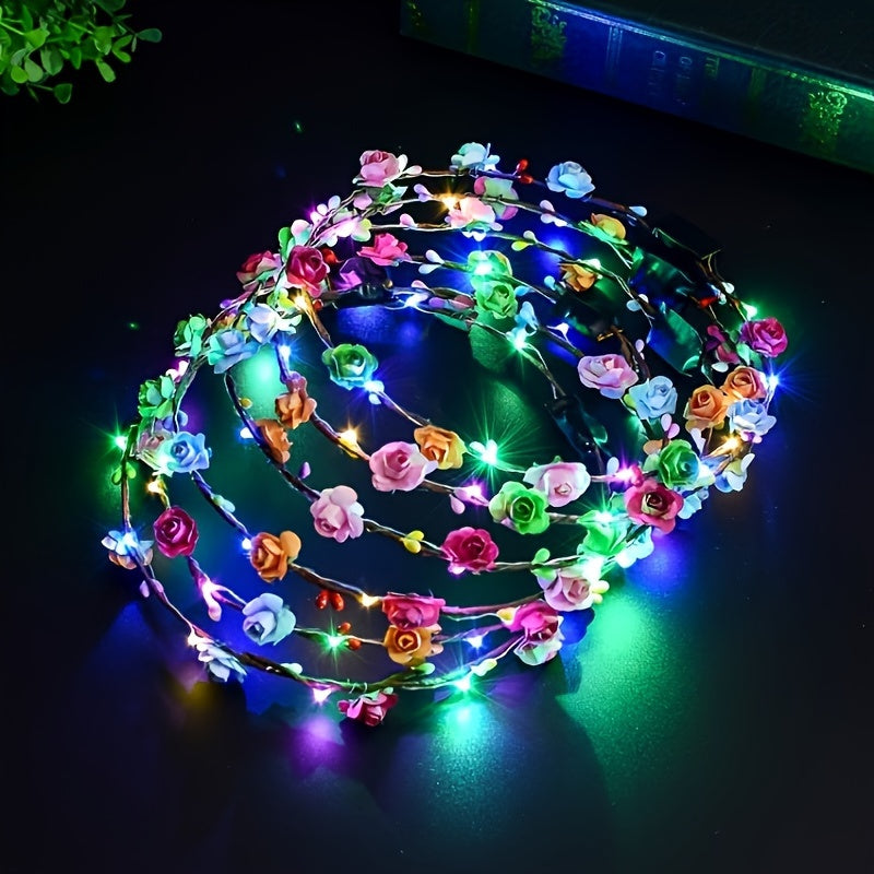 LED Flower Crown Headband Light Up Party Hairband