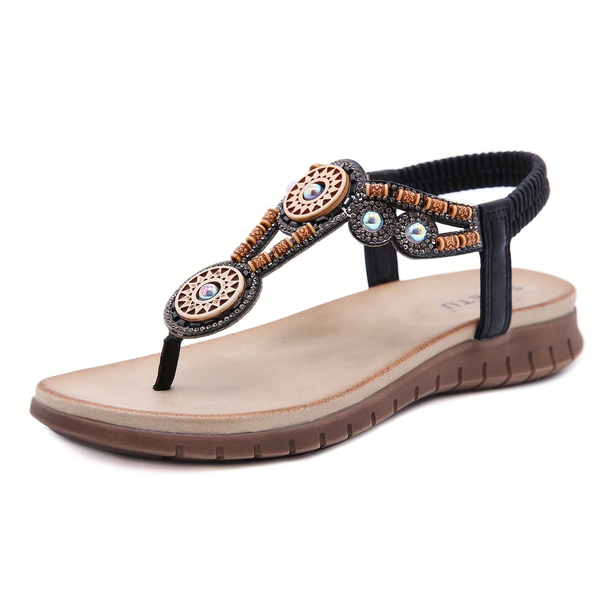 Boho Beads Flat Sandals Thong Slip-On Anti-Skid Shoes