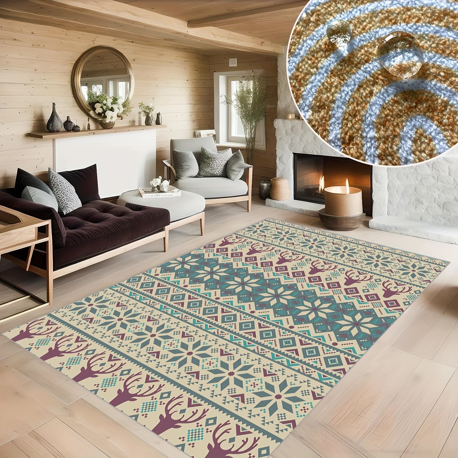 Fluffy Christmas Elk Carpet Floor Mat Soft Non Slip Area Rugs Living Room