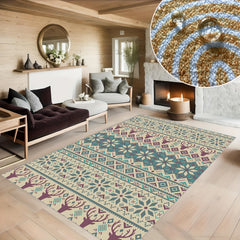 Fluffy Christmas Elk Carpet Floor Mat Soft Non Slip Area Rugs Living Room