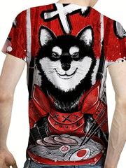 Men's Husky Graphic T-shirt: Casual, Slightly Stretch, 3D Print Tee