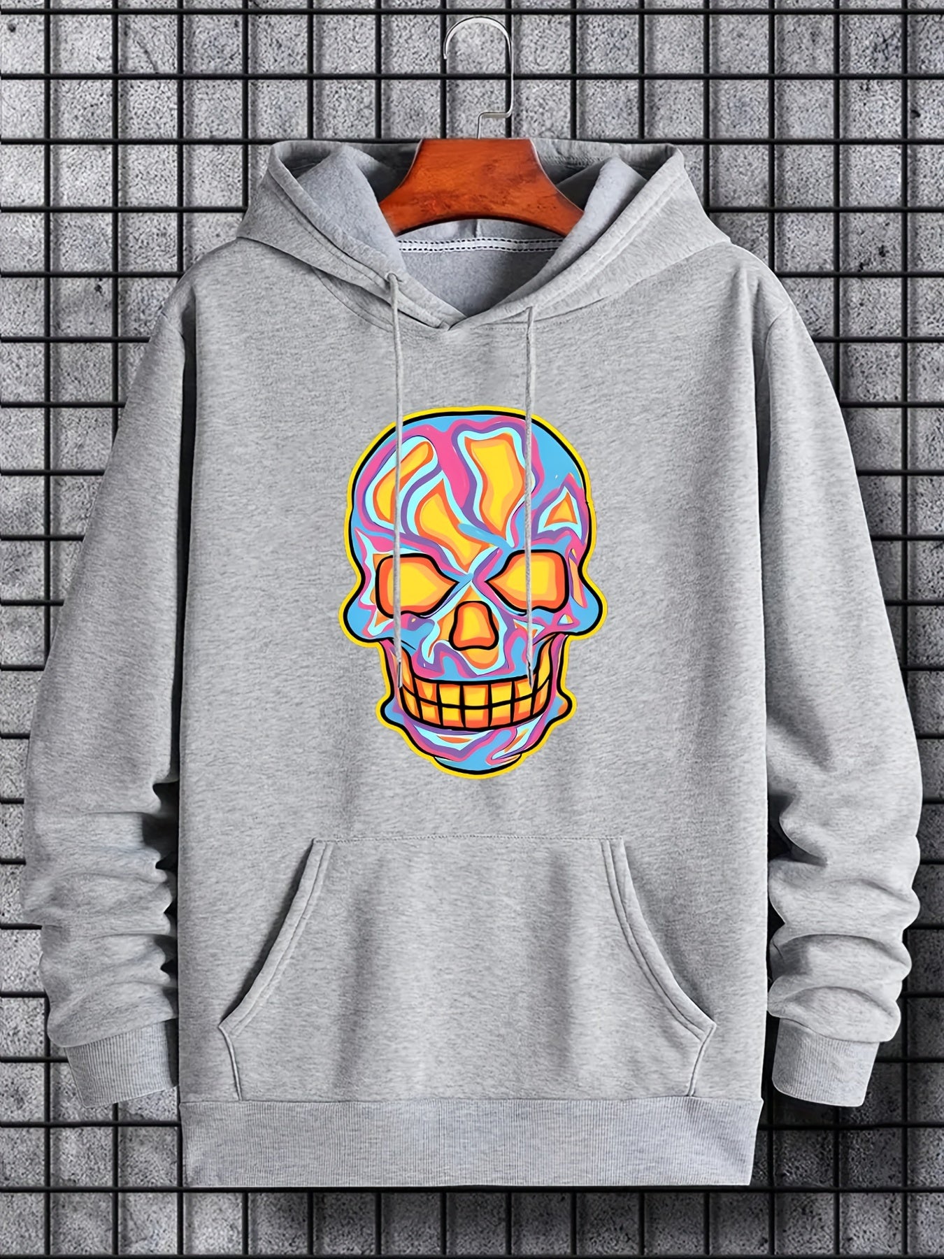 Cartoon Skull Print Hoodie Men's Hooded Sweatshirt Streetwear