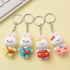Cartoon Rabbit Keychain Animal Doll Key Ring Purse Bag Backpack Car Charm