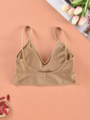 Ribbed Cami Crop Top V Neck Backless Lingerie