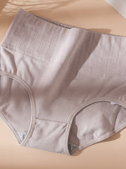 4 Pcs Solid Briefs High Rise Stretchy Intimates Panties