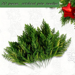 20pcs Realistic Christmas Pine Needle Branches for DIY Wreaths and Home Decor