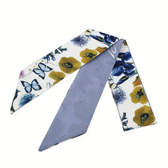 2pcs Purple Skinny Scarf Long Ribbon Neckerchief Twilly Scarf Hair Ribbon
